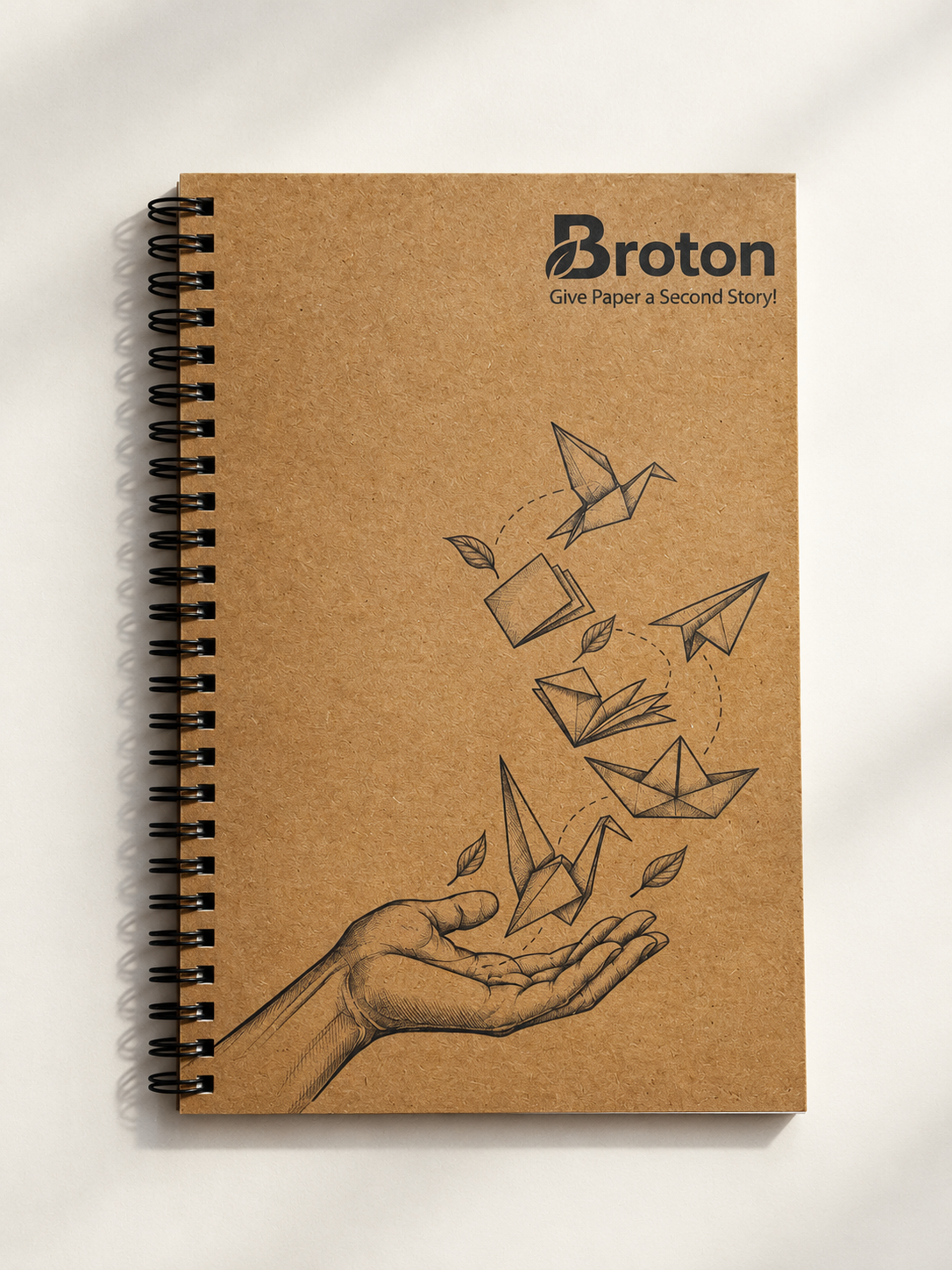 Recycled A5 Spiral Note · 160 pg · Fully Recycled Unbleached Paper (from paper and agricultural waste)
