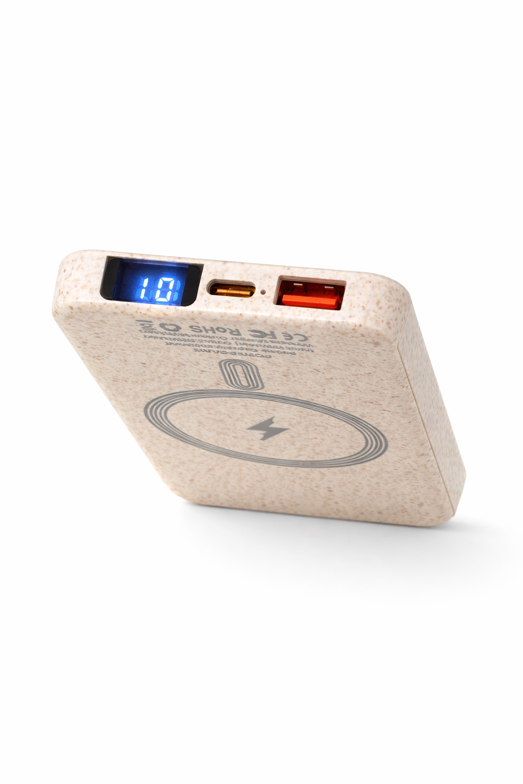 Wheat Straw MagSafe Power Bank 5000mAh - 15W Magnetic Wireless Bioplastic Powerbanks, Super-compact, Portable and Sustainable