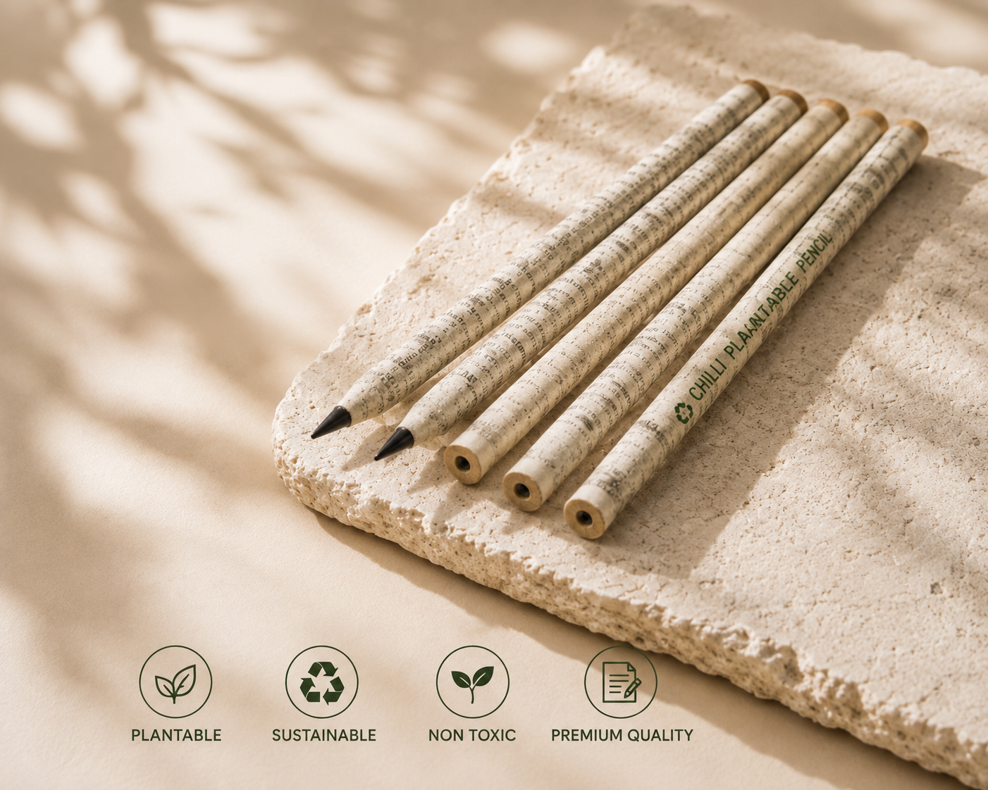 Plantable Seed Pencil | made from recycled Newspapers and Magazines - (Set of 3)