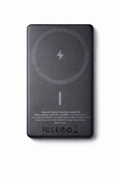 Ultra-Slim 10000mAh Aluminum wireless Power Bank –  Snap-On Magnetic Charging for Effortless Power Anywhere